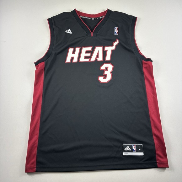 Adidas Miami Heat Dwayne‎ Wade Jersey NBA Adult Men's Large Black - Picture 1 of 8